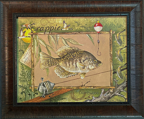 Anita Phillips Crappie Fishing Art Print-Framed Studio Canvas 16.5 x 13.5