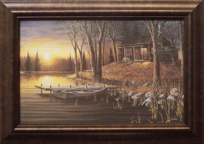 Jim Hansel Simple Pleasures Cabin Decorator Art Print-Framed   14.5" x 10.5"