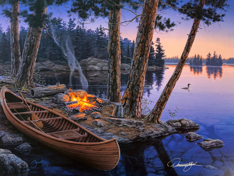 Darrell Bush Canoe Camping Signed Edition Art Print Summer's Song (24"x18")
