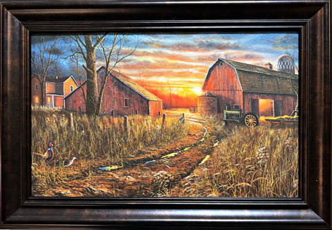 Jim Hansel Days Gone By Framed Farm Pheasant Acrylic Decorator Art Print (14.5x10.25)