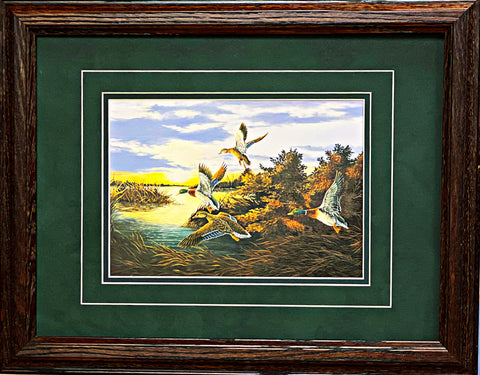 Don Blakney Wood Framed  Duck Art Print Mallard (18.5"x14.5")