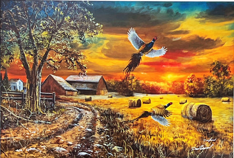 Jim Hansel  S/N Pheasant Farm Art Print Autumn Fields 28x19