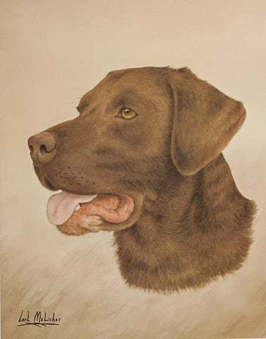 Carl Melichar S/N Hunting Dog Art Print Hershey Chocolate Lab (9.5x12)
