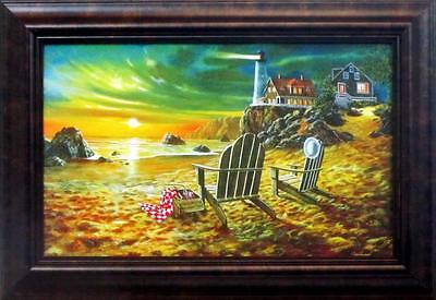 Seaside Rendevous  Decorator Art Print Framed By Jim Hansel  14.5" x 10"