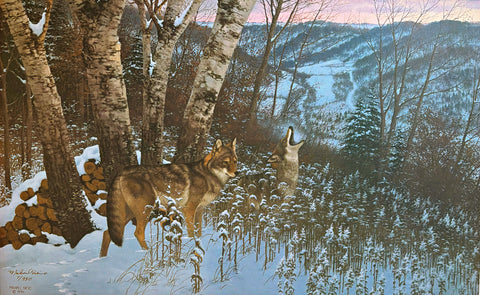 Michael Sieve Wildlife Art Print Eastward Bounds-Coyotes S/N 27"x17"-FREE SHIPPING