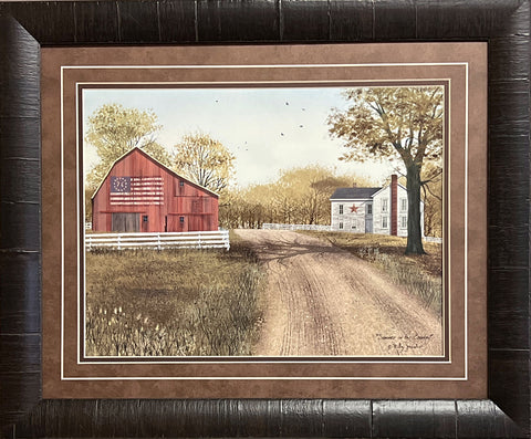 Billy Jacobs Summer in the Country Flag Barn Art Print-Framed 23 x 19