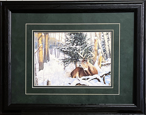 Robert Schmidt Mirrored Image Deer Buck Art Print-Framed 19 x 15