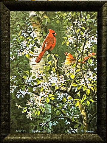 Spring Bonding Cardinal Art Print by Zoellick Gadamus Kloetzke 19.5 x 26
