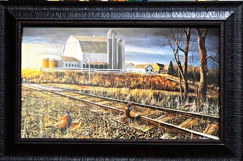 Jim Hansel At the Crossing Encore Art Pheasant Farm Art Print-Framed 22 x 14