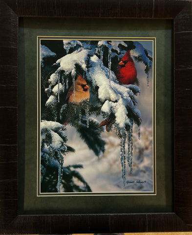 Russell Cobane Nature's Jewels Cardinal in Snow Art Print-Framed 19 x 23