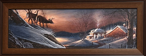 Terry Redlin Browsing Deer Art Print-Framed 30.5 x 12