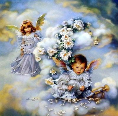 Sandra Kuck " Heavenly Hideaway" Children Angel Art Print  Image Size 12" x 12"