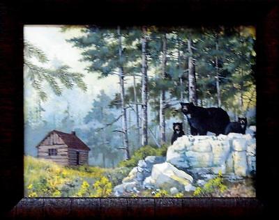 Anita Phillips Bear Cabin Print-Framed with Glass 19 x 15