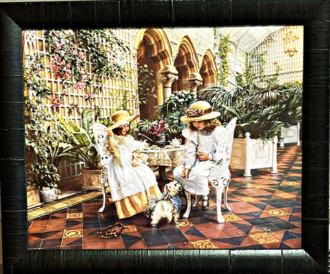Sandra Kuck Tea For Three Children Dog Tea Party Print-Framed 23 x 19