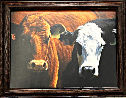 Derk Hansen The Odd Couple Beef and Milk Cow Art Print Framed 18.5 x 14.5