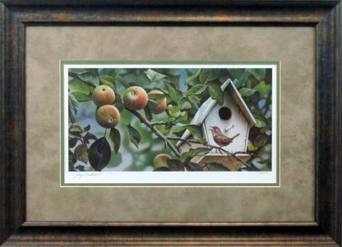 Bugle Boys By Jerry Gadamus Bird Apple print Signed and Numbered Framed 22 x 16