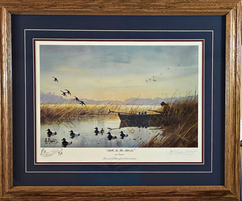 Les Kouba Bills in the Blocks Duck Hunting Signed Art Print-Framed 28 x 23