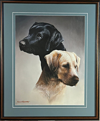 Kevin Daniel Marsh Masters Lab Hunting Dog Art Print-Framed