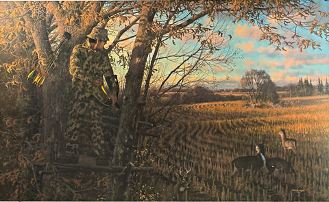 Michael Sieve S/N Whitetail Deer Art Print Adrenalin Surge 28.25"x17" 7/1200