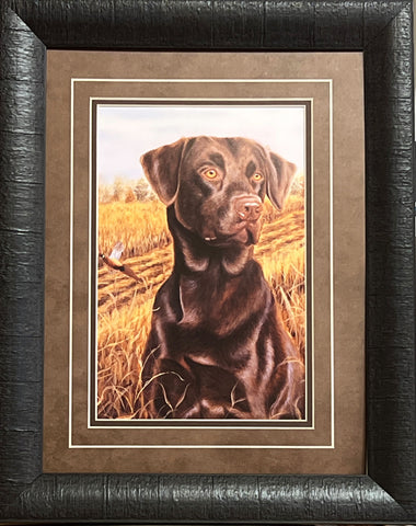 Michael Steddum Chocolate Lab Brandy Hunting Farm Art Print-Framed 15 x 19