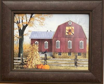 Billy Jacobs  Autumn Leaf Quilt Block Farm Country Art Print-Framed