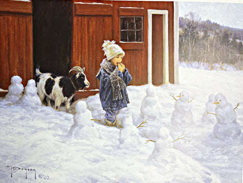 Robert Duncan Barn Patrol child and goat farm Art Print 16 x 12