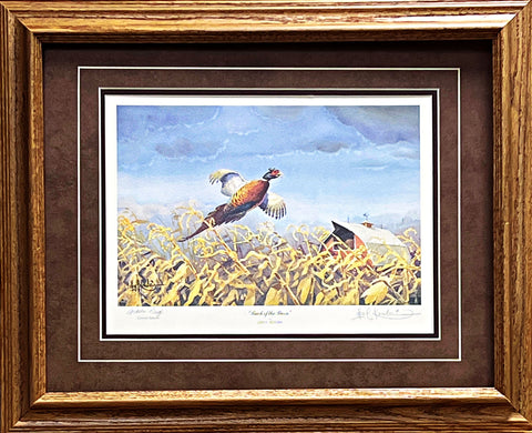 Les Kouba, Back of the Barn Pheasant Farm Art Print-Framed Signed 21 x 17