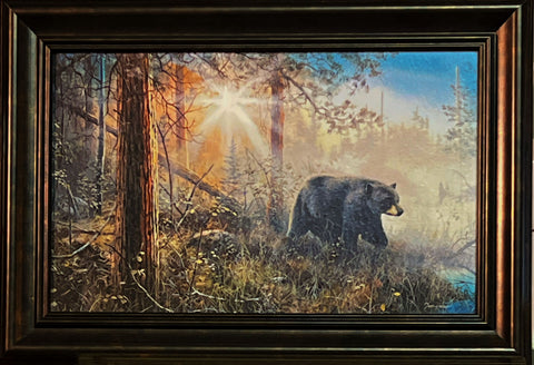 Jim Hansel Shadow in the Mist Bear Decorator Art Print-Framed   14.5" x 10