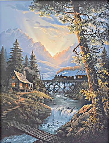 Jesse Barnes Old Steam Engine Train Print Daybreak A/P (12"x16") with Cert