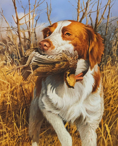 Jim Killen Signed Hunting Dog Art Print That's My Dog Brittany  14 x 17.25