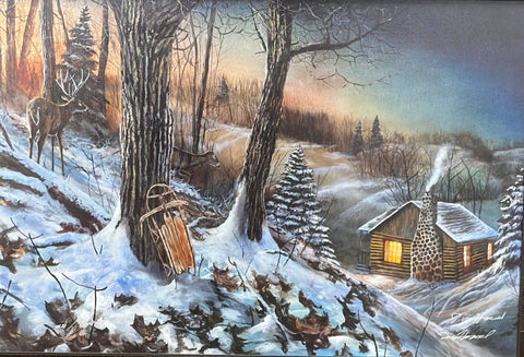 Jim Hansel Winter Cabin Limited Edition Art Print Frozen Memories (28x19)