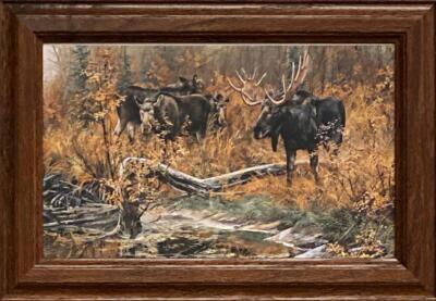 Andrew Kiss Fall Ritual Moose Art Decorator Print-Framed (Wood) 14.5 x 10