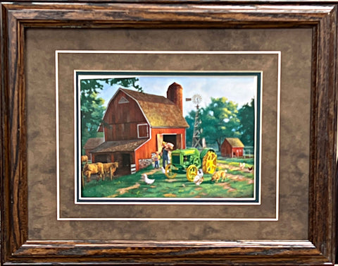 Daddy's Little Helper Farm Tractor Art Print-Framed 18.5 x 14.5
