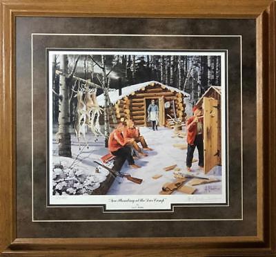 Les Kouba New Plumbing in Deer Camp Hunting Print-Framed