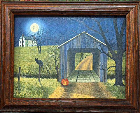 Billy Jacobs Spooky Hollow Bridge Decorator Art Print Framed 14.5 x 11.5