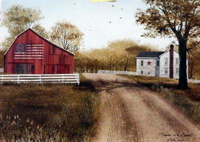 Billy Jacobs Summer in the Country Farm Flag Art Print - 16 x 12 - 16 x 12