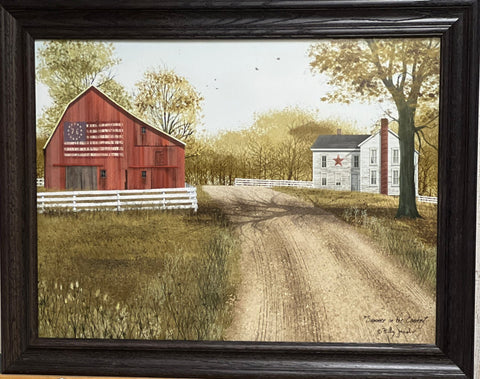 Billy Jacobs Summer in the Country Farm Flag Art Print-Framed 28 x 22
