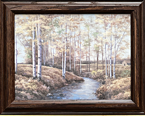 Diane Romanello, Birch Creek Landscape Stream art Print-Framed 14.5 x 11.5