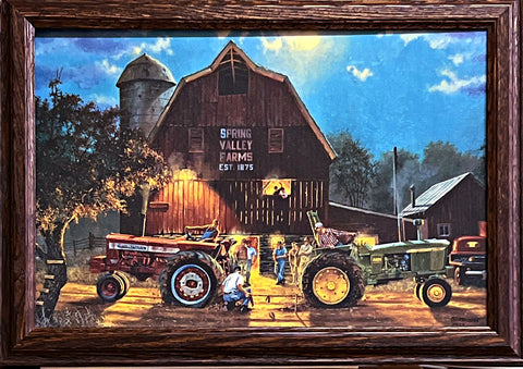 Dave Barnhouse Rematch Farm Tractor Art Print-Framed 20.5 x 14.5