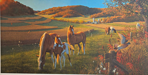 Michael Sieve S/N Farm Horse Art Print God's Country -Horses 30"x15"