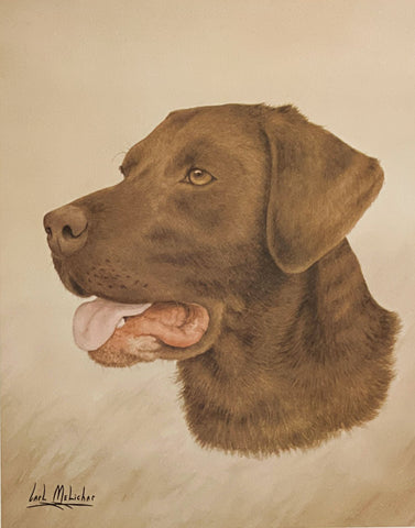 Carl Melichar S/N Hunting Dog Art Print Hershey Chocolate Lab (9.5x12)