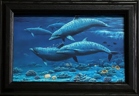 Cynthis Fisher Playful Visitors Dolphin Decorator Art Print-Framed 14.5 x 10