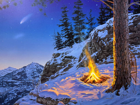 Darrell Bush Camping Art Print Once in a Lifetime S/N with Cert (24x18)