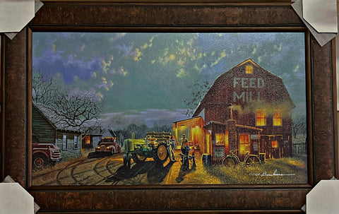 Dave Barnhouse Tales of the Day Farm Tractor Signed Print-Framed 34 x 22