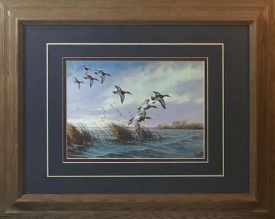 David Maass Ducks Flying Low Framed Art Print
