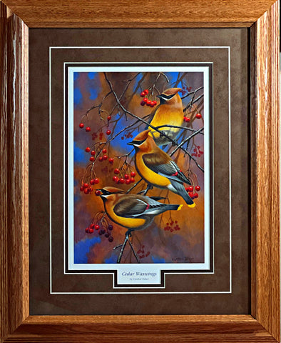 Cynthie Fisher Cedar Waxwings Bird Art Print-Framed 17 x 21