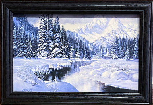 Derk Hansen Winter Splendor  Mountain Tree's Art Print-Framed  14 x 9.5