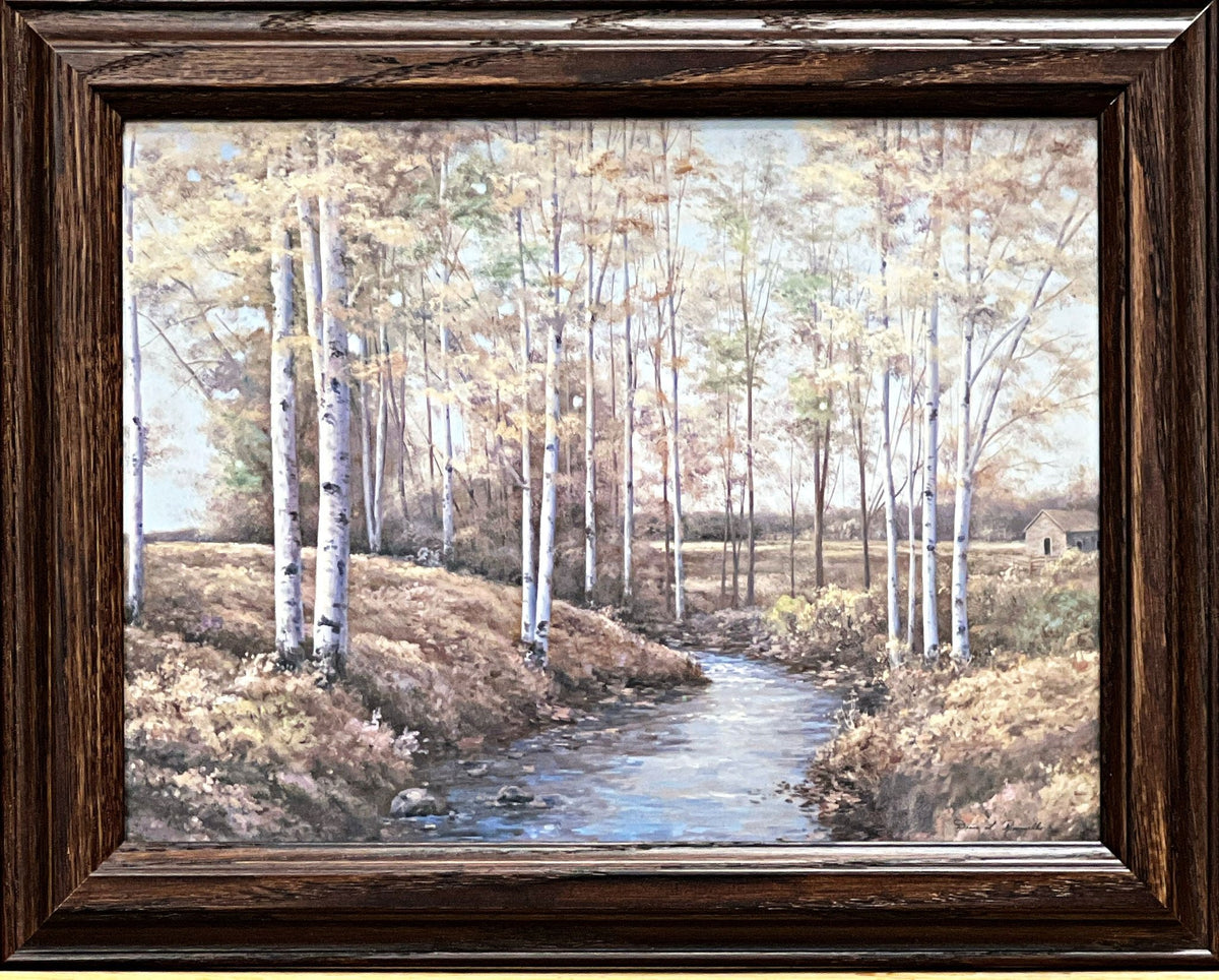 Diane Romanello, Birch Creek Landscape Stream art Print-Framed 14.5 x 11.5
