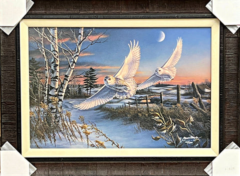 James Meger Crescendo S/N Owl Flying Art Print-Framed 29.5 x 22