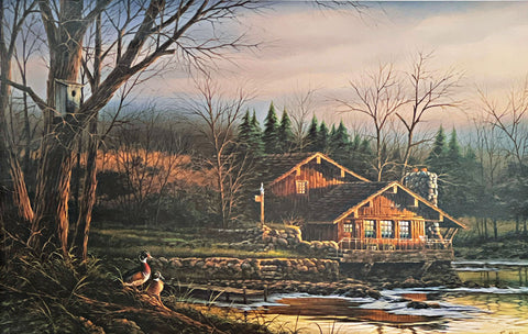 Terry Redlin S/N Wood Duck Cabin Print Changing Seasons-Spring with cert (25x16)